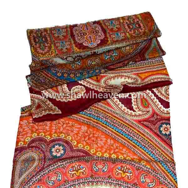 Digital print wool scarves and shawls